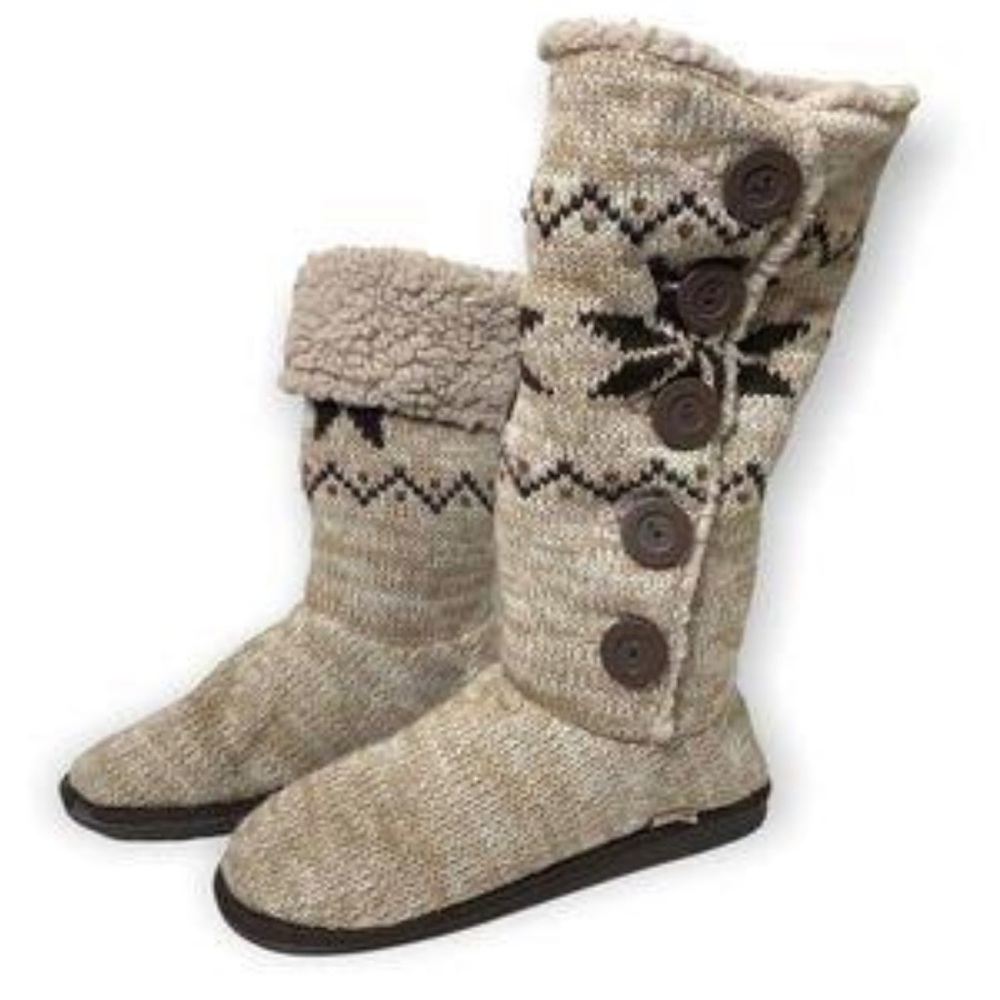 Muk Luks A La Mode Women’s Boots Sweater Knit Shearling Fair Isle Size 7